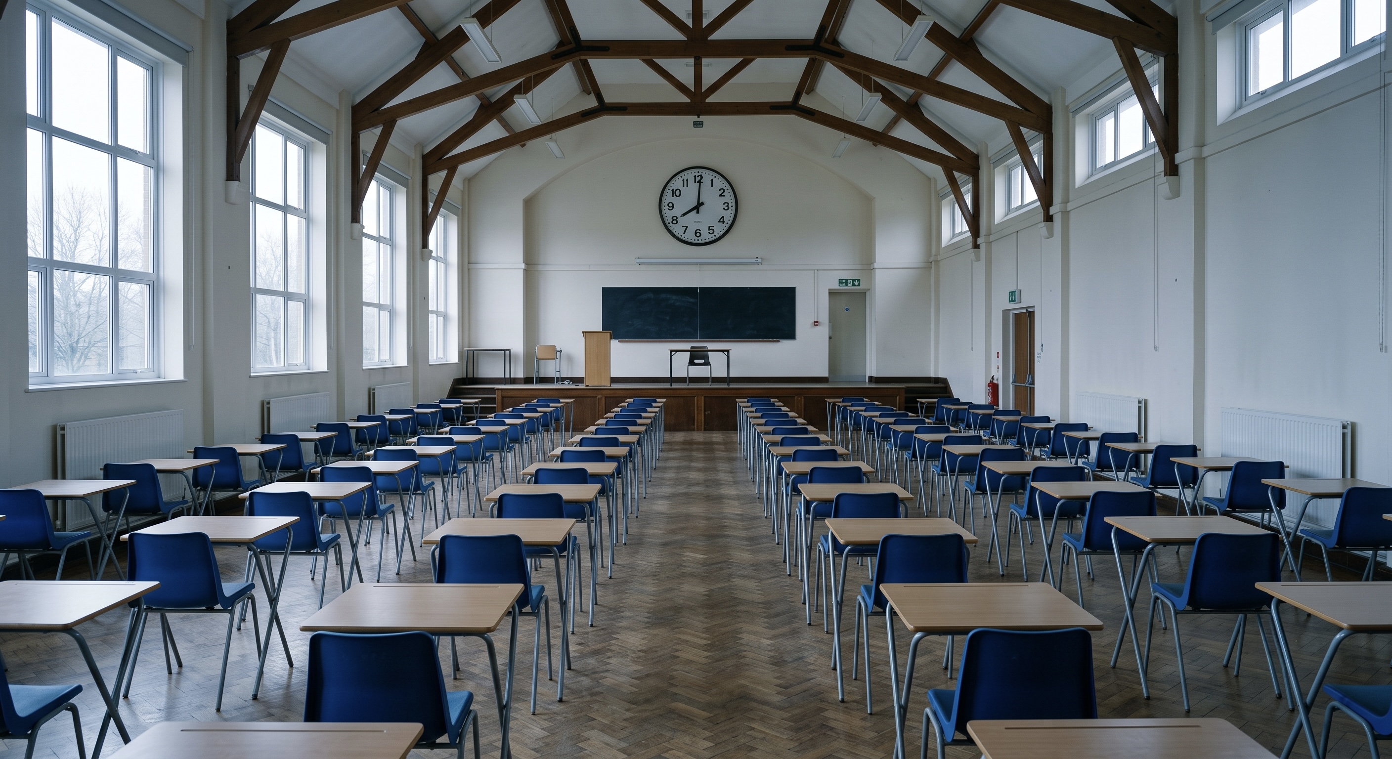 An empty exam room with a clock - XplusX UX Research China